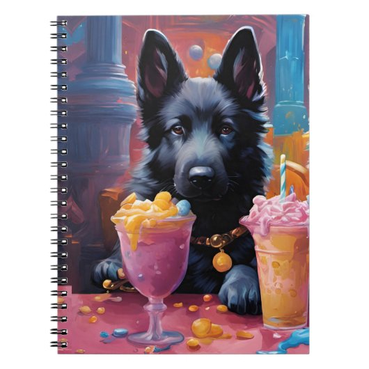 Schwarzer Schäfer Welpe, Eis Notizblock (Vorderseite)