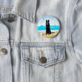 Schwarzer Schäferhund am Strand Button (Beispiel)