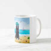 Schwarzer Schäferhund am Strand Kaffeetasse (VorderseiteRechts)