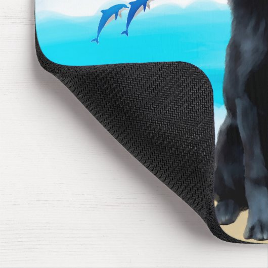 Schwarzer Schäferhund am Strand Mousepad (Ecke)