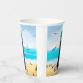 Schwarzer Schäferhund am Strand Pappbecher (Rechts)