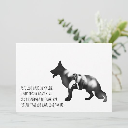 Schwarzer Schäferhund Dankeskarte (Stehend Vorderseite)