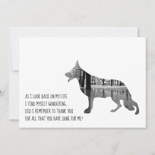 Schwarzer Schäferhund Dankeskarte (Vorderseite)