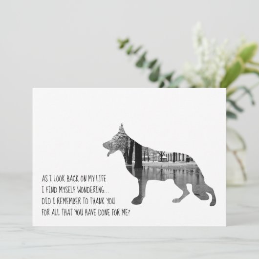 Schwarzer Schäferhund Dankeskarte (Stehend Vorderseite)