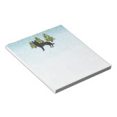 Schwarzer Schäferhund Dog Winter Forest Blue Green Notizblock (angewinkelt)