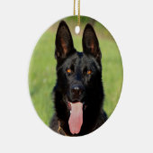 Schwarzer Schäferhund - GSD Puppy Keramik Ornament (Rechts)