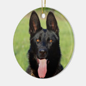 Schwarzer Schäferhund - GSD Puppy Keramik Ornament (Links)