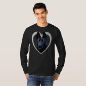 Schwarzer Schäferhund Herz T-Shirt (Vorne ganz)