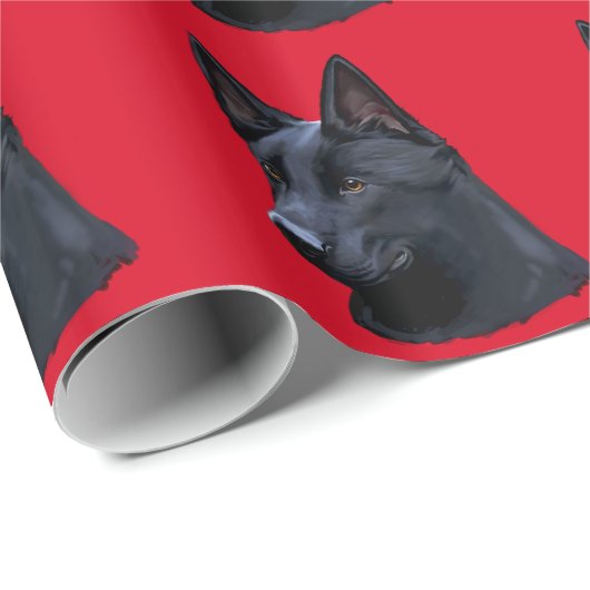 Schwarzer Schäferhund-Hund Geschenkpapier (Rolleneckpunkt)