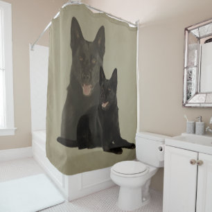 Schwarzer Schäferhund-Hund - GSD Duschvorhang