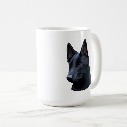 Schwarzer Schäferhund-Hund Kaffeetasse (VorderseiteRechts)