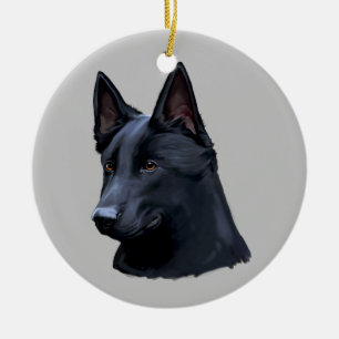 Schwarzer Schäferhund-Hund Keramikornament