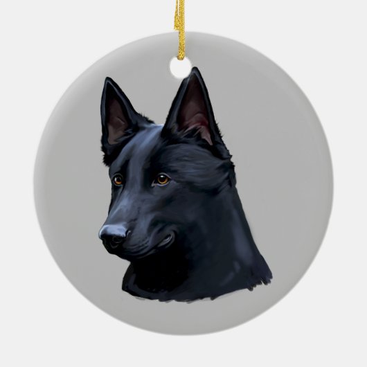 Schwarzer Schäferhund-Hund Keramikornament (Hinten)