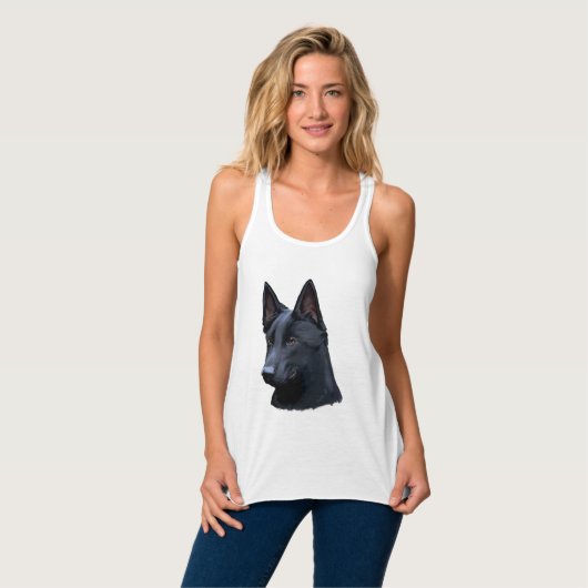 Schwarzer Schäferhund-Hund Tank Top (Vorderseite Vollansicht)