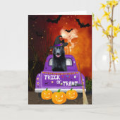 Schwarzer Schäferhund im Halloween-Lkw Karte (Gelbe Blume)