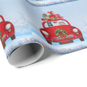 Schwarzer Schäferhund in Auto mit dem Weihnachtsma Geschenkpapier (Rolleneckpunkt)