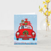 Schwarzer Schäferhund in Auto mit dem Weihnachtsma Karte (Gelbe Blume)