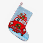 Schwarzer Schäferhund in Auto mit dem Weihnachtsma Kleiner Weihnachtsstrumpf (Vorderansicht (hängend))