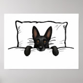 Schwarzer Schäferhund in Bettkopfform getuckt Poster (Vorne)