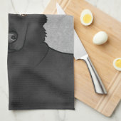 Schwarzer Schäferhund Kopf und Name Grau Geschirrtuch (Viertel Falte)