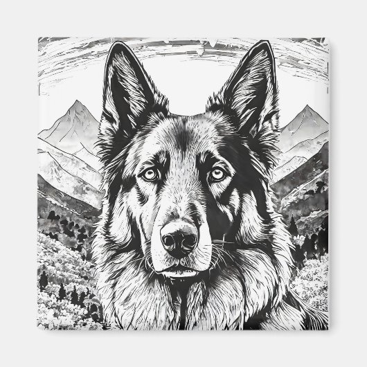 Schwarzer Schäferhund Magnet (Vorne)
