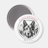 Schwarzer Schäferhund Magnet (Vorderseite/Rückseite)