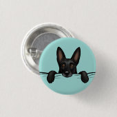 Schwarzer Schäferhund Niedlich Button (Vorne & Hinten)
