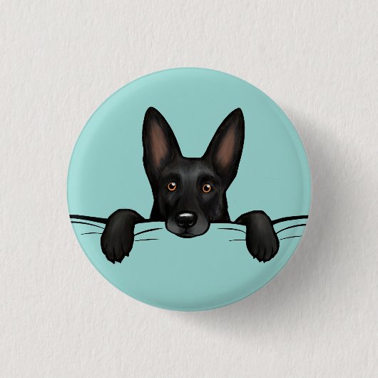 Schwarzer Schäferhund Niedlich Button (Vorderseite)