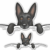 Schwarzer Schäferhund Peeking Aufkleber (Vorderseite)