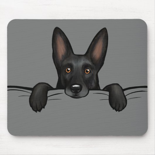 Schwarzer Schäferhund Peeking Mousepad (Vorne)