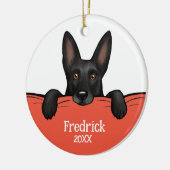 Schwarzer Schäferhund Personalisiert Keramik Ornament (Links)
