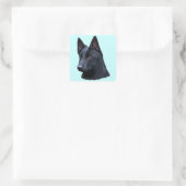 Schwarzer Schäferhund Quadratischer Aufkleber (Tasche)