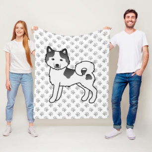 Schwarzer Schecke Alaskan Malamute Cartoon Hund & Fleecedecke