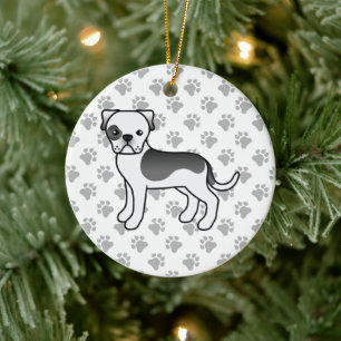 Schwarzer Schecke Amerikanischer Bulldogge Süßer C Keramik Ornament