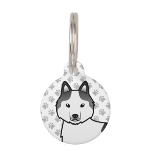 Schwarzer Schecke Siberian Husky Cartoon Hundekopf Haustiermarke
