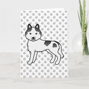 Schwarzer Schecke Siberian Husky Süßer Cartoon-Hun Karte