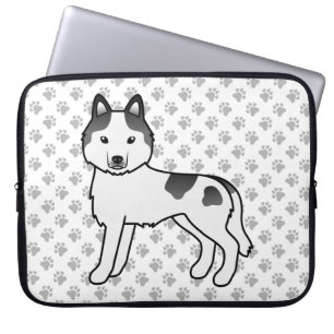 Schwarzer Schecke Siberian Husky Süßer Cartoon-Hun Laptopschutzhülle
