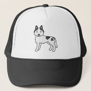 Schwarzer Schecke Siberian Husky Süßer Cartoon-Hun Truckerkappe