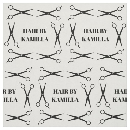 Schwarzer Schere Frame Haar Styllist Name hinzufüg Stoff (Muster)