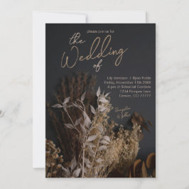 Schwarzer Schieferdunkel getrocknete florale Boho Einladung