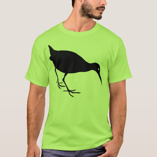 Schwarzer Schienen-Vogel-Druck T-Shirt (Vorderseite)
