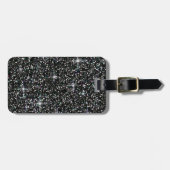 Schwarzer schillernder Glitter Gepäckanhänger (Vorderseite horizontal)