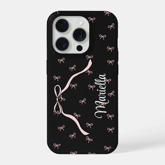Schwarzer Schleifen-Personalisierter Telefon Coque iPhone Hülle (Rückseite)