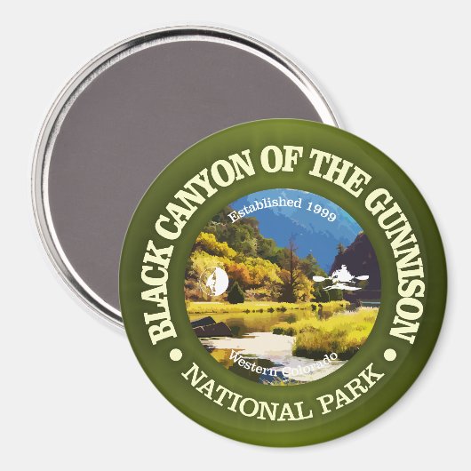 Schwarzer Schlucht des Gunnison (rd)2 Magnet (Vorderseite/Rückseite)