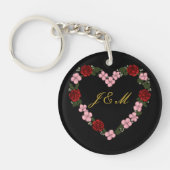 Schwarzer Schlüsselanhänger aus Acryl mit rosa Her (Vorderseite)