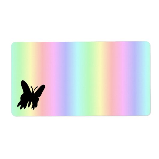 Schwarzer Schmetterling auf Pastell Rainbow (Vorne)