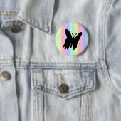 Schwarzer Schmetterling auf Pastell Rainbow Button (Beispiel)
