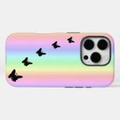 Schwarzer Schmetterling auf Pastell Rainbow Case-Mate iPhone Hülle (Rückseite (Horizontal))