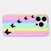 Schwarzer Schmetterling auf Pastell Rainbow Case-Mate iPhone Hülle (Rückseite (Horizontal))