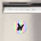 Schwarzer Schmetterling auf Pastell Rainbow Magnet (In Situ (Geschirrspüler))